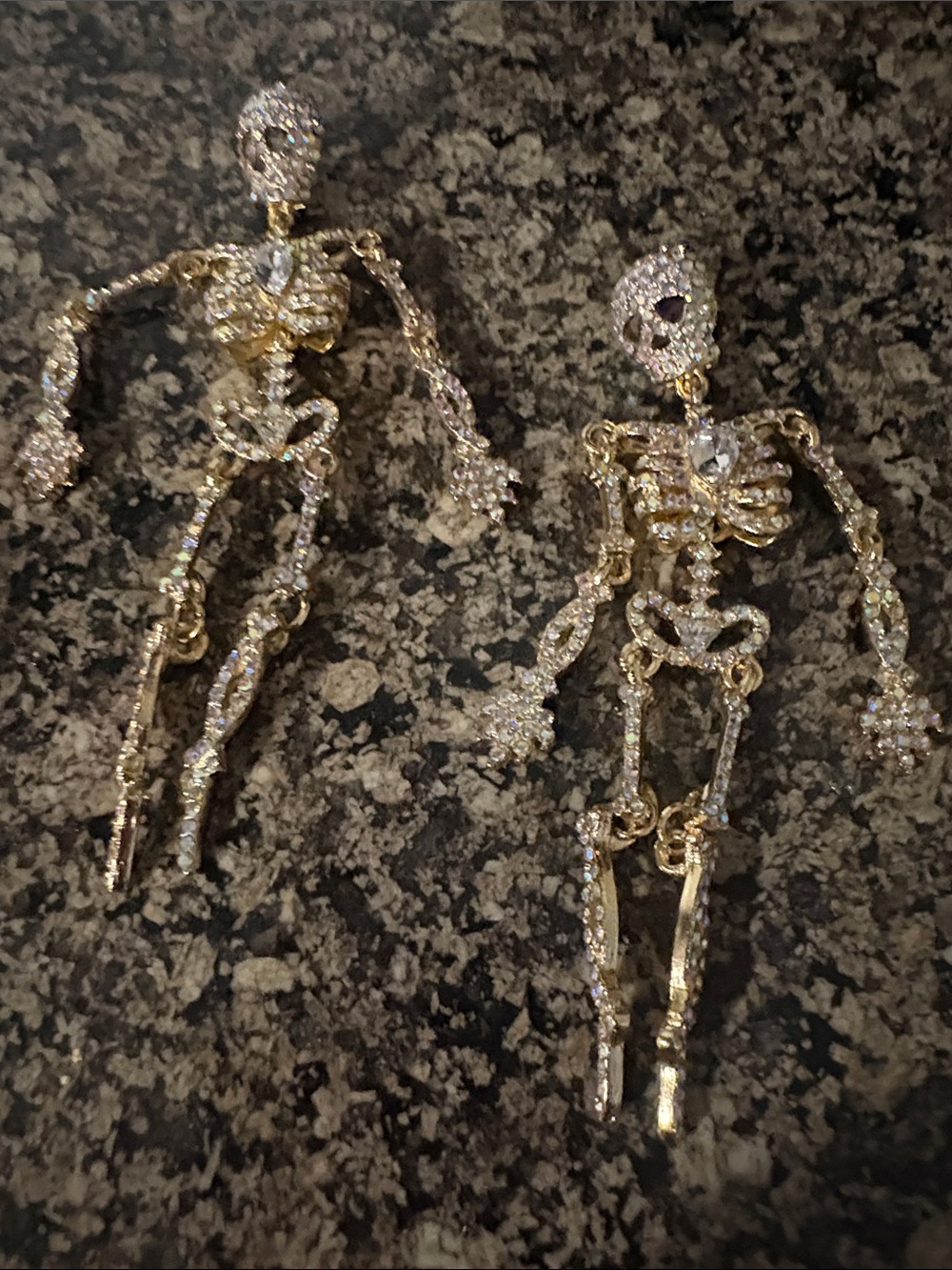 Gold Skeleton Crystal Drop Earrings for Women never worn